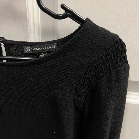 crepe smocked blouse black size medium - Picture 3 of 6